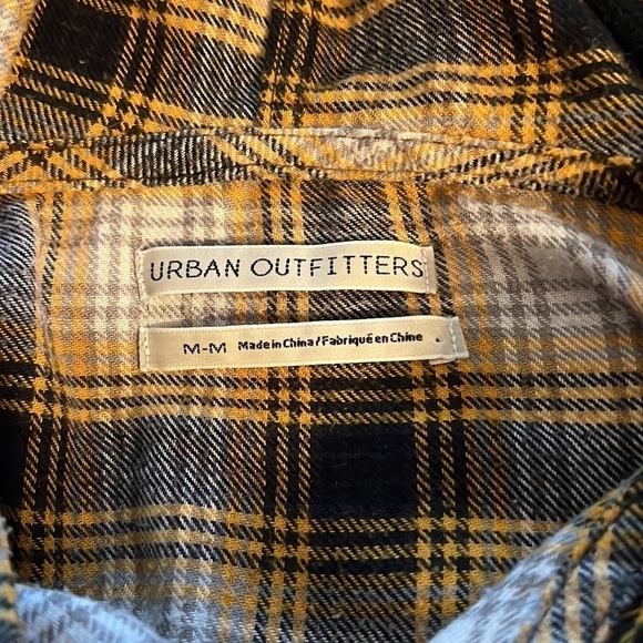 Urban Outfitters mustard black Alex plaid flannel hoodie long sleeves top - Picture 7 of 13